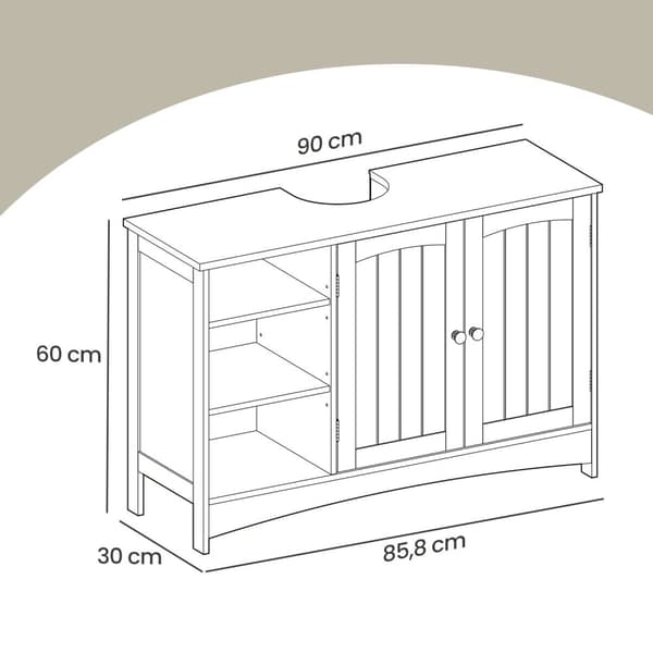 Rootz Sink Cabinet - Basskåp - Badrumsskåp - Space Saving Storage - 30 cm x 90 cm x 60 cm