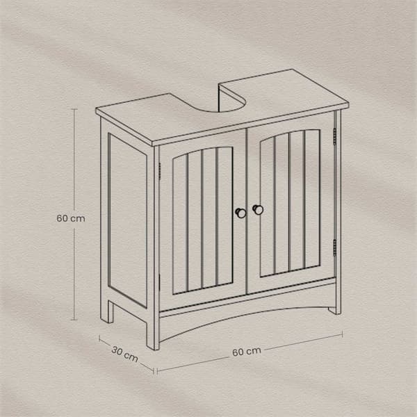 Rootz Sink Cabinet - Vanity Unit - Basskåp - Kompakt lagring - MDF White - 60 cm x 60 cm x 30 cm