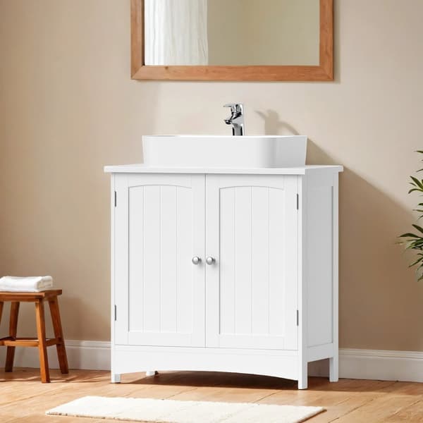 Rootz Sink Cabinet - Vanity Unit - Basskåp - Kompakt lagring - MDF White - 60 cm x 60 cm x 30 cm