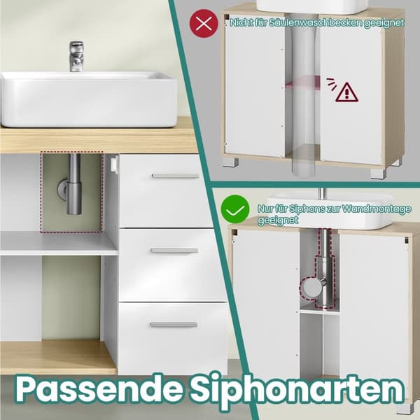 Rootz Sink Cabinet - Badrumskåp - Vanity Cabinet - 3 stora lådor - MDF - 30x70x64cm