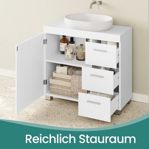 Rootz Sink Cabinet - Badrumskåp - Vanity Unit - 3 Stora lådor - Maximerar lagring - 30 x 70 x 64 cm