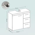Miniatyrbild 4 av 4: Rootz Sink Cabinet - Badrumskåp - Vanity Unit - 3 Stora lådor - Maximerar lagring - 30 x 70 x 64 cm
