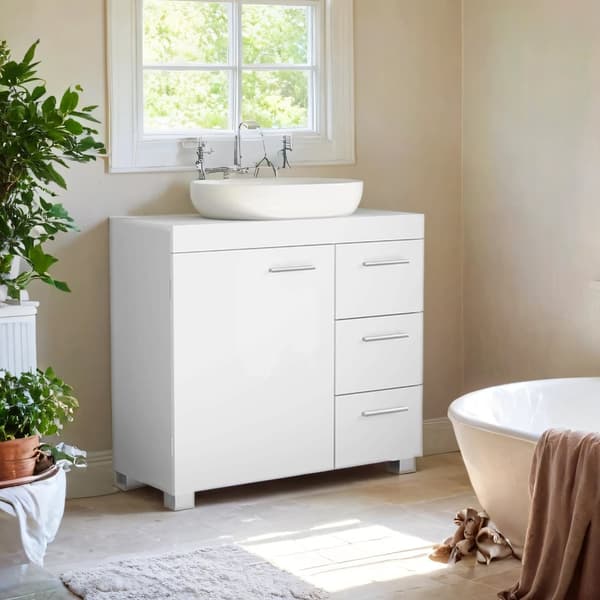 Rootz Sink Cabinet - Badrumskåp - Vanity Unit - 3 Stora lådor - Maximerar lagring - 30 x 70 x 64 cm