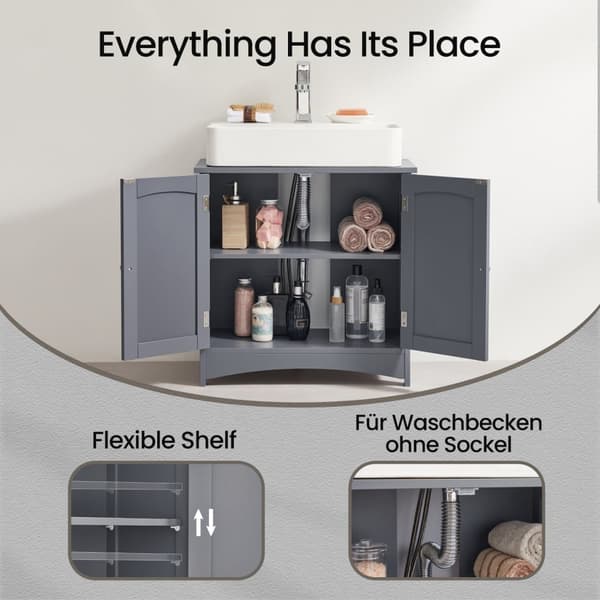Rootz Sink Cabinet - Vanity Unit - Basskåp - MDF Hållbar förvaring - 60x30x60cm