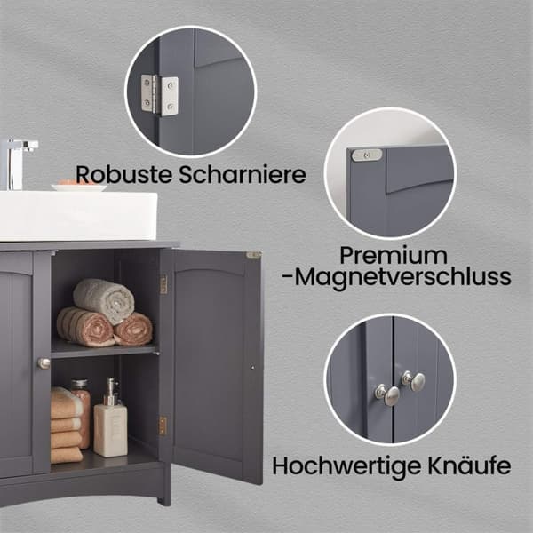 Rootz Sink Cabinet - Vanity Unit - Basskåp - MDF Hållbar förvaring - 60x30x60cm