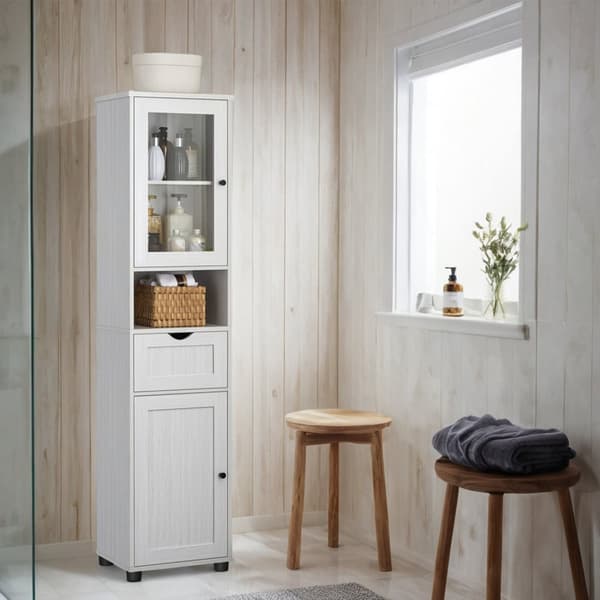 Rootz Tall Badeværelse Skab - Opbevaringsskab - Træ skab - Rumbesparende design - 40x30x165cm