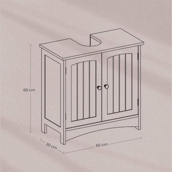 Rootz Sink Cabinet - Vanity Unit - Base Cabinet - Rumbesparende MDF - 30 x 60 x 60 cm - Grå