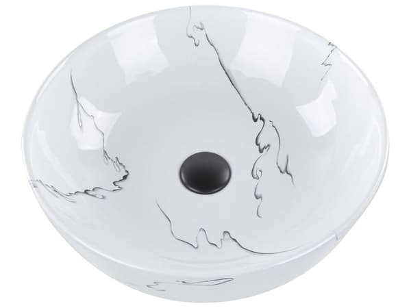 Handfat i keramik, marmoreffekt, 42 cm, vit HOPI Lumarko!