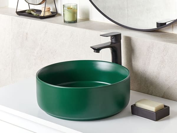 Keramisk tvättställ 37 cm grön GUDAR Lumarko!