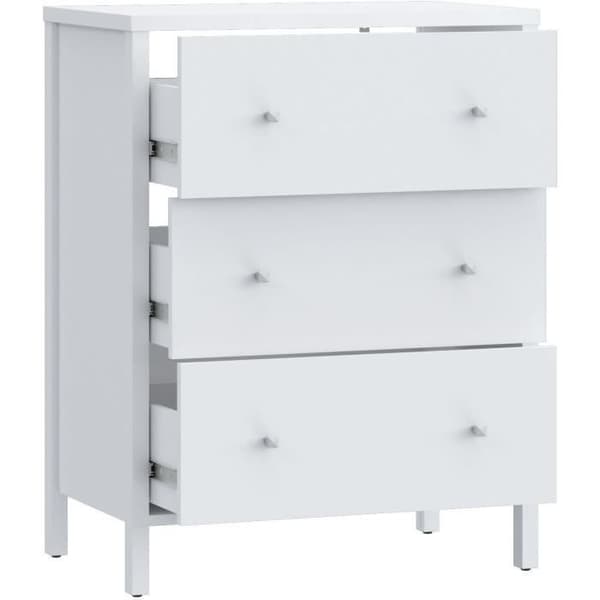 Tvättställsskåp - Vit - 3 lådor - L64 x D40 x H83 cm - IPSARION