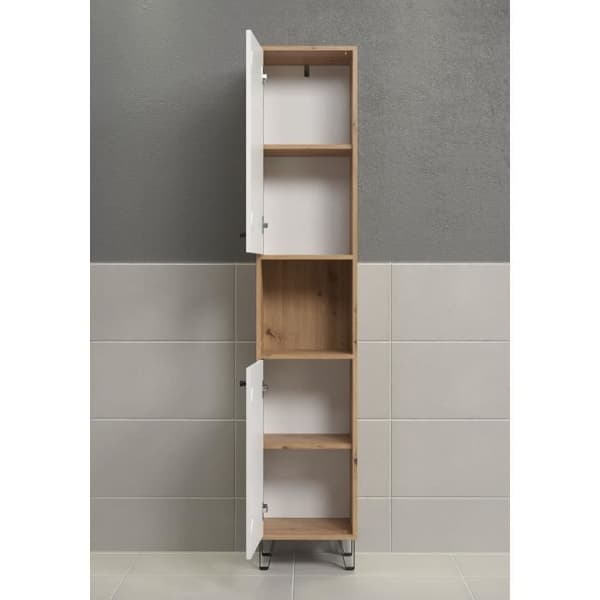 Högskåp - TRENDTEAM - Touch-serien - Vit/Brun - 36 cm - 191 cm hög