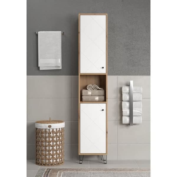 Högskåp - TRENDTEAM - Touch-serien - Vit/Brun - 36 cm - 191 cm hög