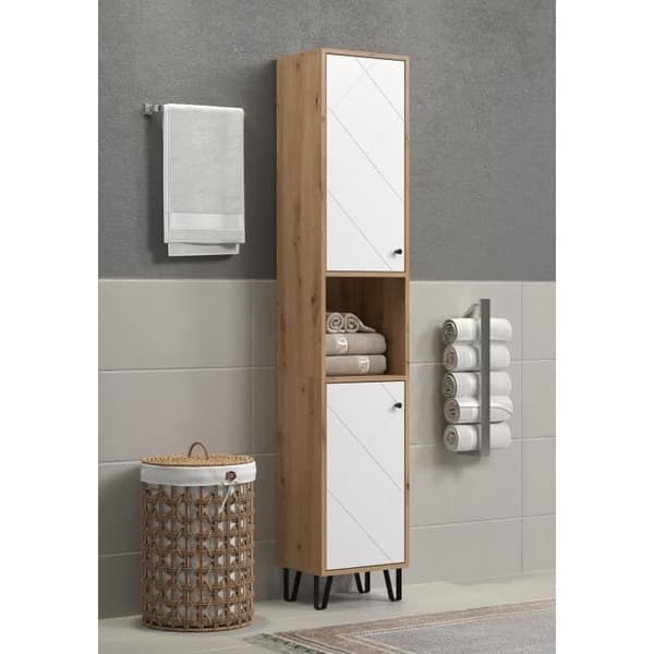 Högskåp - TRENDTEAM - Touch-serien - Vit/Brun - 36 cm - 191 cm hög