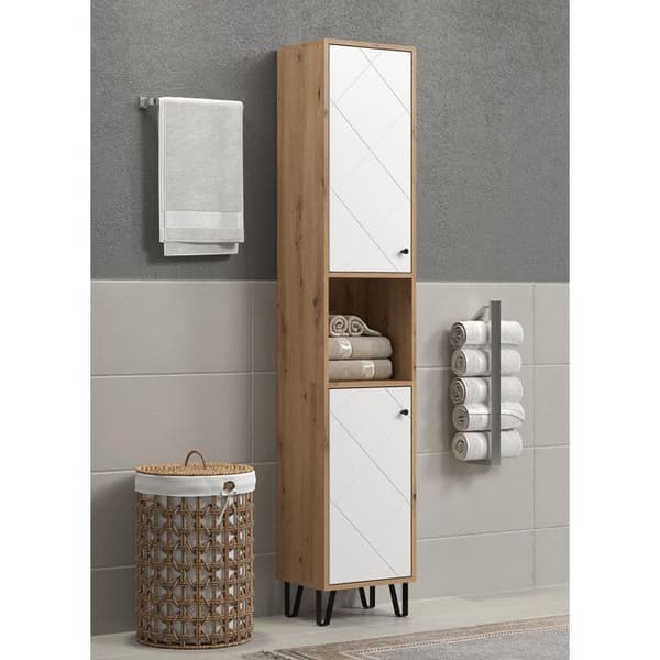 Högskåp - TRENDTEAM - Touch-serien - Vit/Brun - 36 cm - 191 cm hög