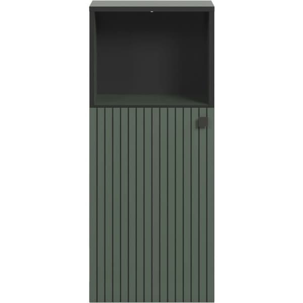 Badrumsskåp - Låg förvaring - Salviagrön och svart dekor - L40 x H95 x D31 cm - PURE BLISS
