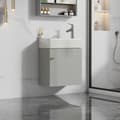 Miniatyrbillede 3 af 10: Badeværelsesskab med håndvask 46 cm – væghængt underskab til små badeværelser og gæstetoilet, hvid