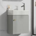 Miniatyrbillede 2 af 10: Badeværelsesskab med håndvask 46 cm – væghængt underskab til små badeværelser og gæstetoilet, hvid