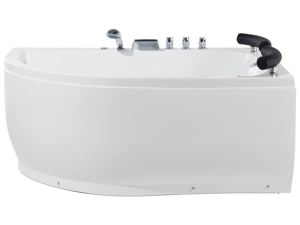 Kulmaporeamme valkoinen 158 x 113 x 63 cm akryyli LED-valo vasen 2 hengelle käsisuihku niskatuki