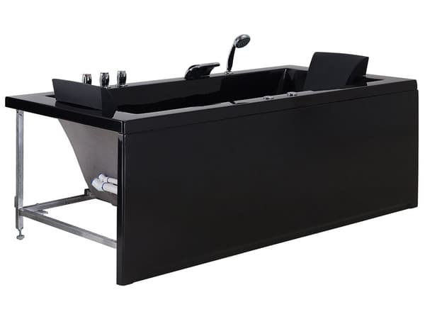 Poreamme musta 183 x 90 x 66 cm akryyli LED-valot 2 hengelle oikea rosteri metalli