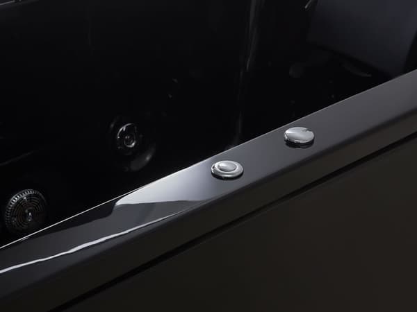 Poreamme musta 183 x 90 x 66 cm akryyli LED-valot 2 hengelle oikea rosteri metalli