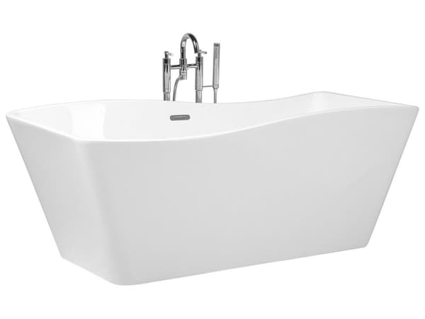 Kylpyamme valkoinen akryyli 170 x 78 cm vapaasti seisova yhdelle ylivuodolla 300 L suorakulmio moderni