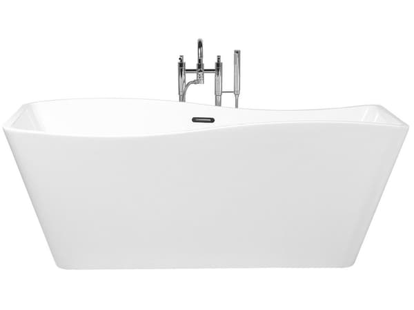Kylpyamme valkoinen akryyli 170 x 78 cm vapaasti seisova yhdelle ylivuodolla 300 L suorakulmio moderni