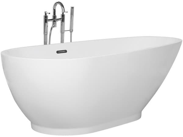 Kylpyamme valkoinen akryyli vapaasti seisova 170 x 80 cm ovaali matta moderni tyyli