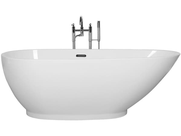 Kylpyamme valkoinen akryyli vapaasti seisova 170 x 80 cm ovaali matta moderni tyyli