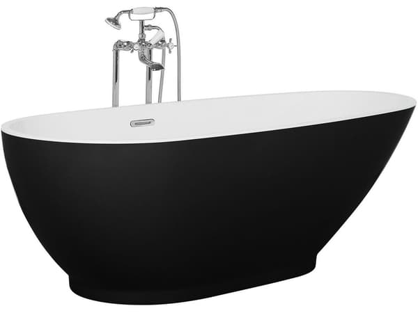 Kylpyamme musta valkoinen akryyli vapaasti seisova 170 x 80 cm ovaali matta moderni tyyli