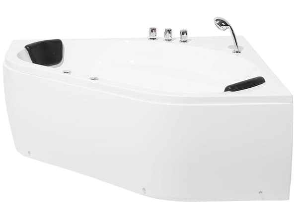 Hjørne Bad Hvid Akryl 140 x 140 cm 2-pers. Massage Jets Nakkestøtte LED Lys