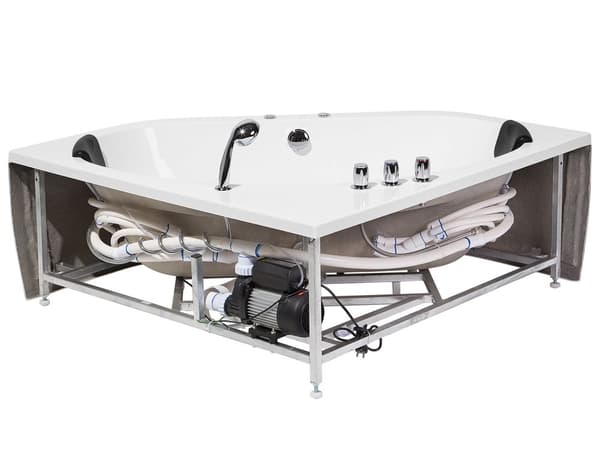 Hjørne Bad Hvid Akryl 140 x 140 cm 2-pers. Massage Jets Nakkestøtte LED Lys