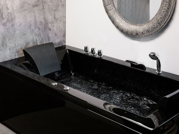 Bad Sort Akryl 183 x 90 cm Højre Hånds Massage Jets Nakkestøtte LED Lys