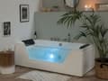 Miniatyrbillede 4 af 11: Massage Punkter Bad Hvid Sølv med LED Sanitær Akryl og Glas 174 x 79 cm