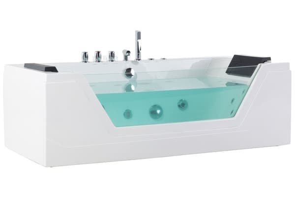 Massage Punkter Bad Hvid Sølv med LED Sanitær Akryl og Glas 174 x 79 cm