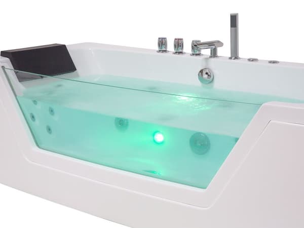 Massage Punkter Bad Hvid Sølv med LED Sanitær Akryl og Glas 174 x 79 cm