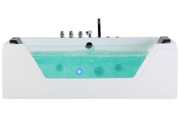 Massage Punkter Bad Hvid Sølv med LED Sanitær Akryl og Glas 174 x 79 cm
