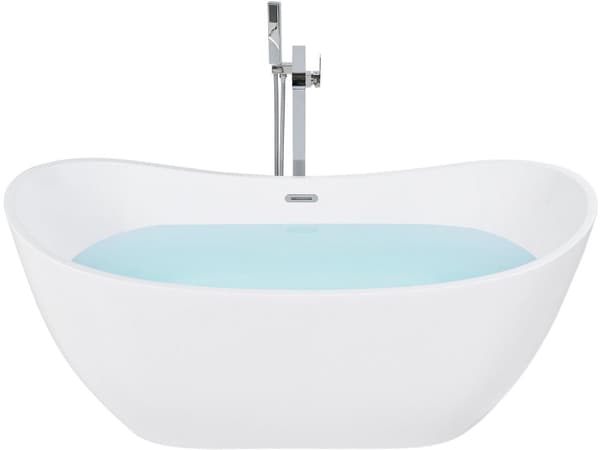 Bad Hvid med Sølv Sanitær Akryl Enkelt 170 x 77 cm Fritstående Moderne Stil