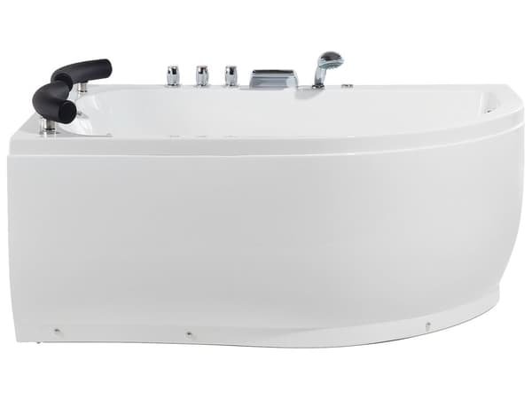 Boblebad Bad Hvid Sanitær Akryl LED Belysning Buet Højre Hånds 158 x 113 cm