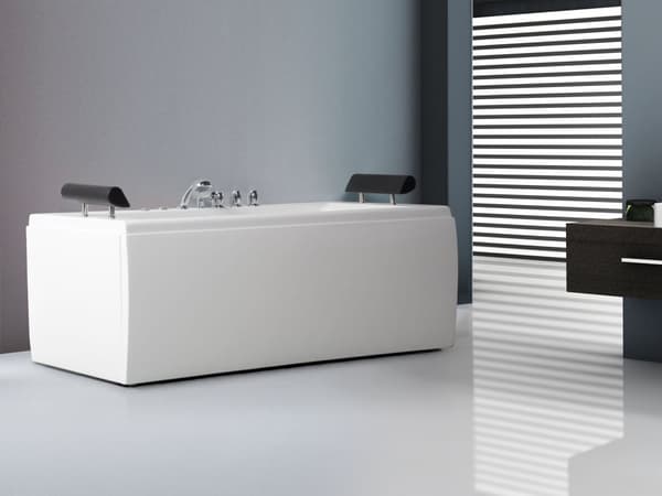 Badekar Hvid Akryl 172 x 83 x 64 cm 2 Personers Spa Boblebad Indendørs Voksne Nakkestøtte LED lys Fritstående Moderne Badeværelse Inspiration