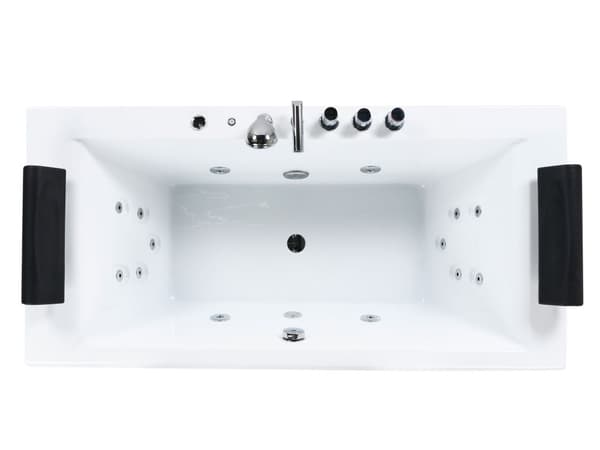 Badekar Hvid Akryl 172 x 83 x 64 cm 2 Personers Spa Boblebad Indendørs Voksne Nakkestøtte LED lys Fritstående Moderne Badeværelse Inspiration