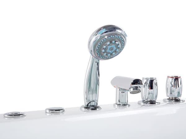 Badekar Hvid Akryl 172 x 83 x 64 cm 2 Personers Spa Boblebad Indendørs Voksne Nakkestøtte LED lys Fritstående Moderne Badeværelse Inspiration