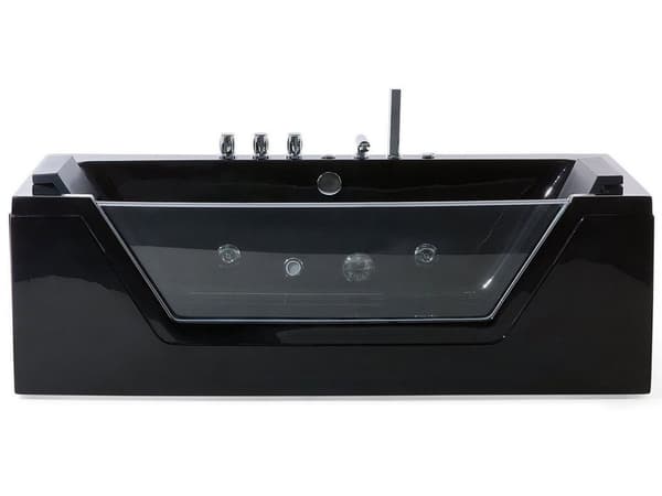 Massage Punkter Bad Sort Sølv med LED Sanitær Akryl og Glas 174 x 79 cm