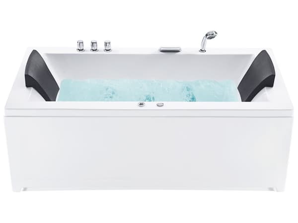Bad Hvid Akryl 183 x 90 cm Højre Hånds Massage Jets Nakkestøtte LED Lys