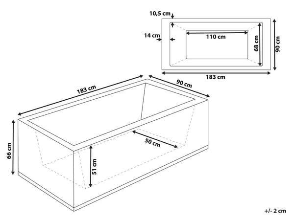 Bad Hvid Akryl 183 x 90 cm Venstre Hånd Massage Jets Nakkestøtte LED Lys