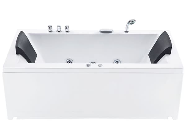 Bad Hvid Akryl 183 x 90 cm Venstre Hånd Massage Jets Nakkestøtte LED Lys