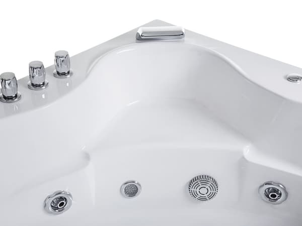 Hjørne Boblebad Bad Hvid Sanitær Akryl med LED Lys 10 Massage Jets 190 x 138 cm Moderne Stil