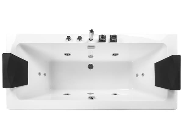 Badekar Hvid Akryl Sanitær 170 x 75 x 60 cm Rektangulær Hjørnebadekar med LED Lys Massage Funktion Nakkestøtte Moderne Design Badeværelse