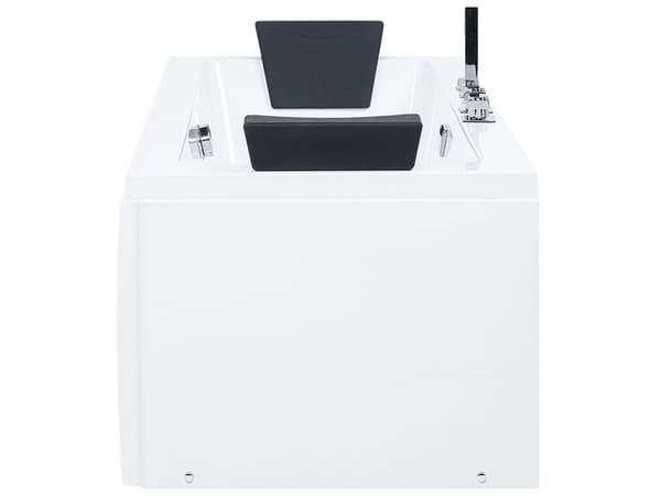 Badekar Hvid Akryl Sanitær 170 x 75 x 60 cm Rektangulær Hjørnebadekar med LED Lys Massage Funktion Nakkestøtte Moderne Design Badeværelse