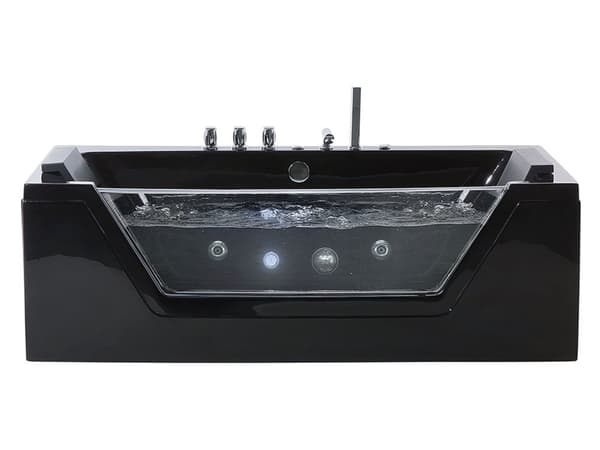 Poreamme musta 153 x 55 x 71 cm akryyli LED-valo 2 hengelle niskatuki vesisuihkut käsisuihku