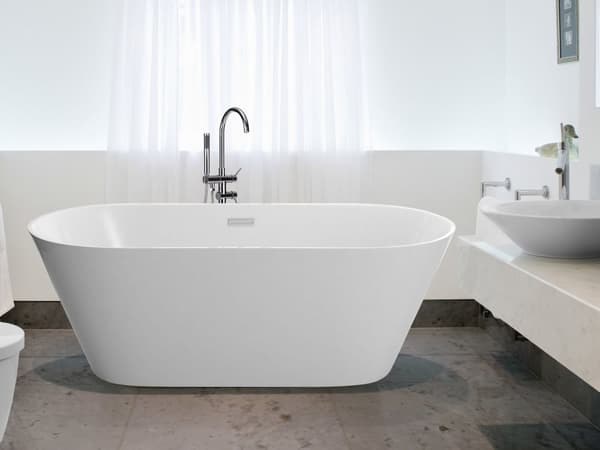 Fritstående Bad Hvid Sanitær Akryl 160 x 80 cm Oval Moderne Design